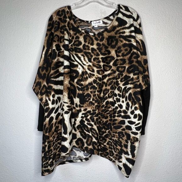 The Zig Zag Stripe Animal Print Tunic Top - Picture 5 of 7